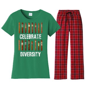 Celebrate Diversity Smoke Cigars Cigar Smoking Women's Flannel Pajama Set