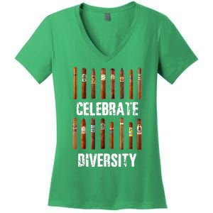 Celebrate Diversity Smoke Cigars Cigar Smoking Women's V-Neck T-Shirt