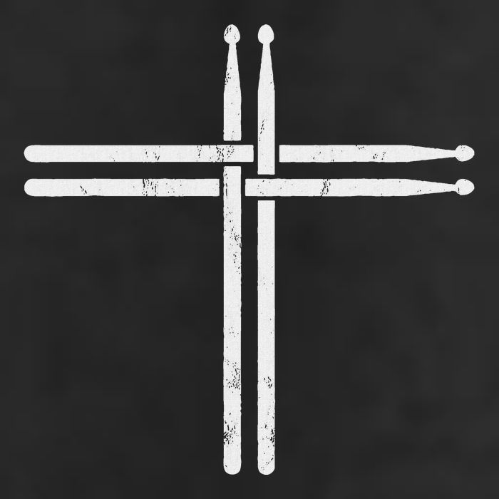 Christian Drum Stick Cross Funny Drummer 7 Panel Mesh Trucker Snapback Hat