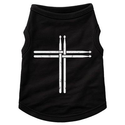 Christian Drum Stick Cross Funny Drummer Doggie Tank
