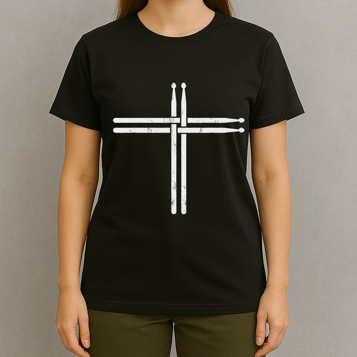 Christian Drum Stick Cross Funny Drummer T-Shirt