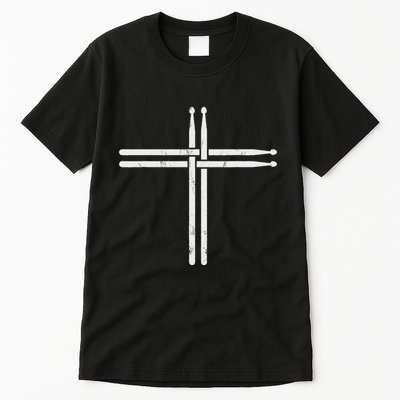 Christian Drum Stick Cross Funny Drummer Tall T-Shirt