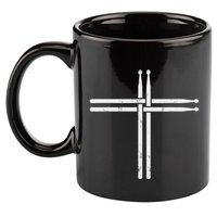 Christian Drum Stick Cross Funny Drummer 11oz C Handle Ceramic Mug