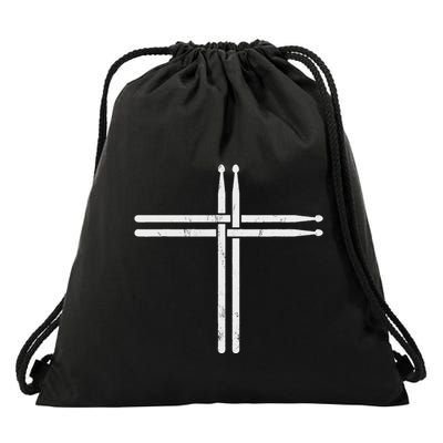 Christian Drum Stick Cross Funny Drummer Drawstring Bag