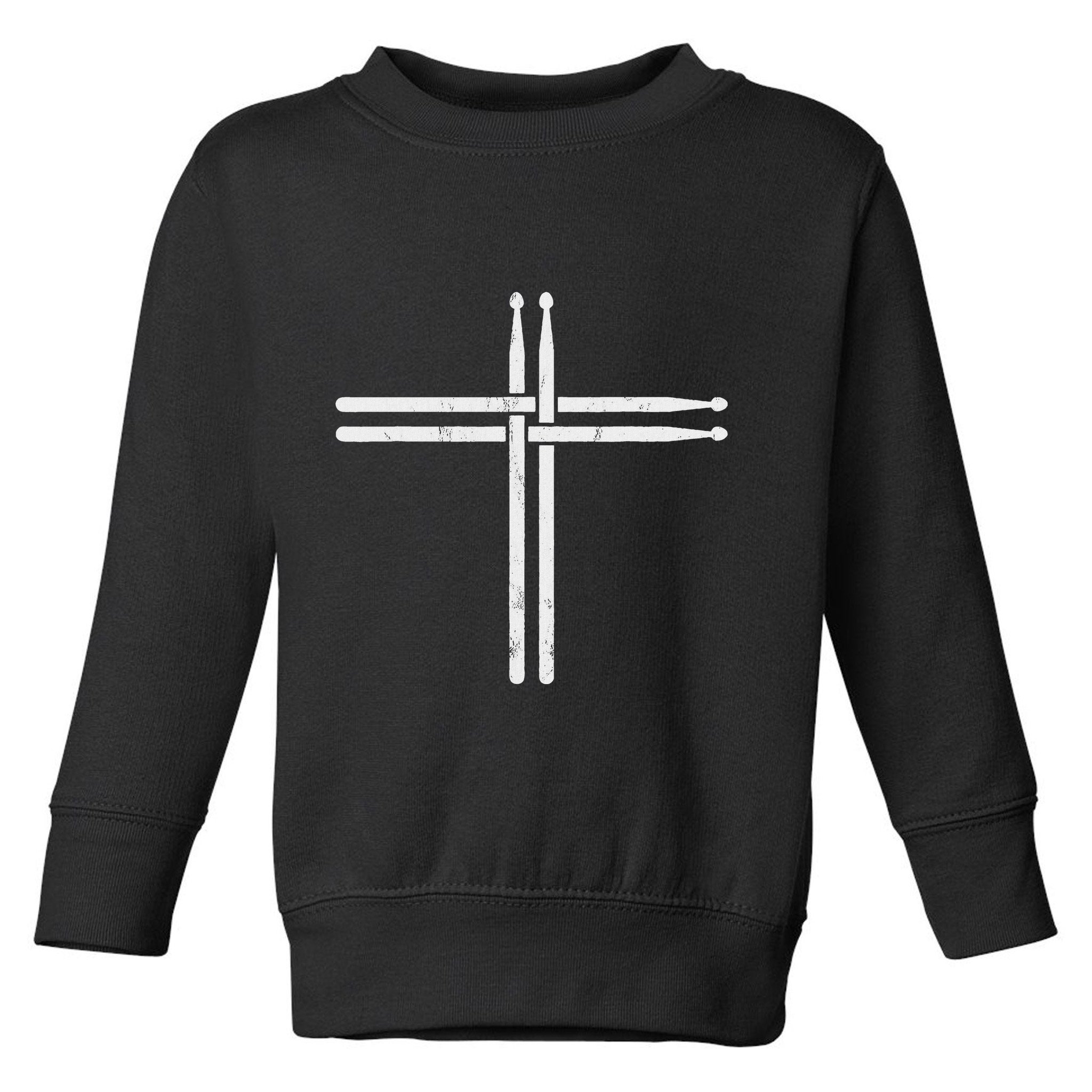 Christian Drum Stick Cross Funny Drummer Toddler Sweatshirt