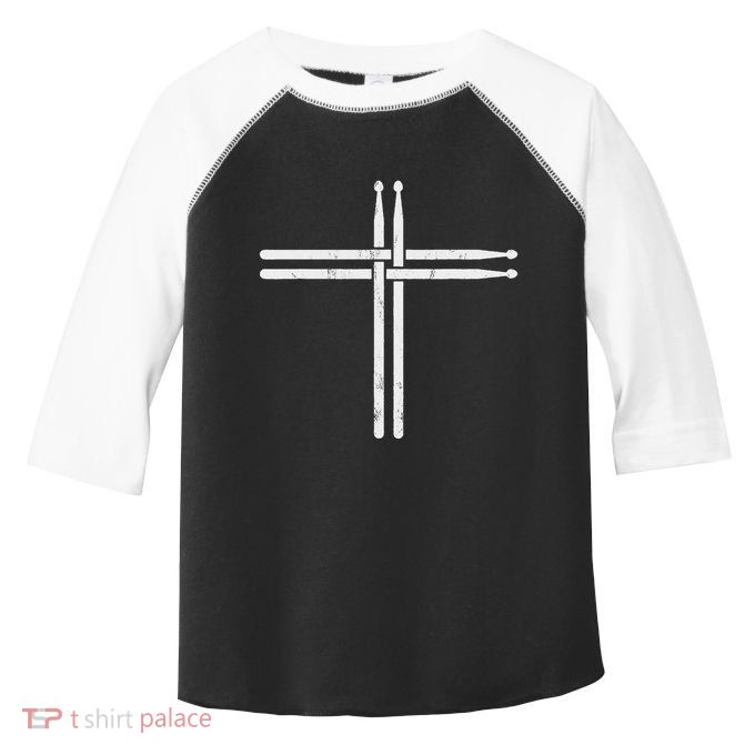 Christian Drum Stick Cross Funny Drummer Toddler Fine Jersey T-Shirt