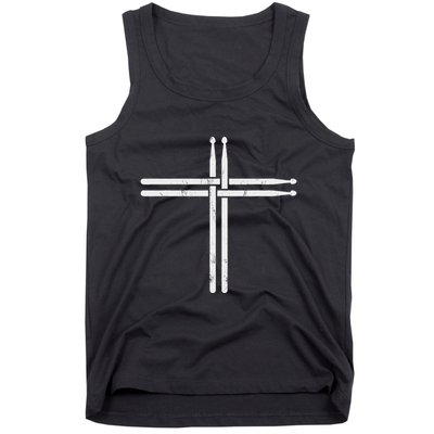 Christian Drum Stick Cross Funny Drummer Tank Top