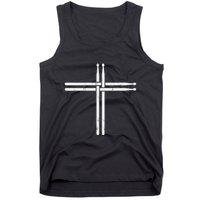 Christian Drum Stick Cross Funny Drummer Tank Top