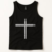 Christian Drum Stick Cross Funny Drummer Tank Top