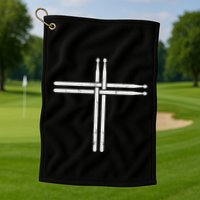 Christian Drum Stick Cross Funny Drummer Golf Towel