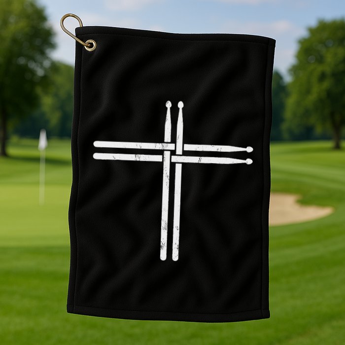 Christian Drum Stick Cross Funny Drummer Golf Towel