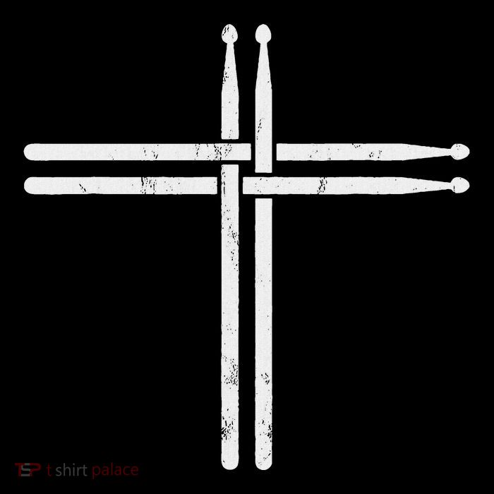 Christian Drum Stick Cross Funny Drummer Womens T-Shirt