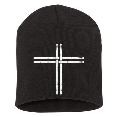 Christian Drum Stick Cross Funny Drummer Short Acrylic Beanie