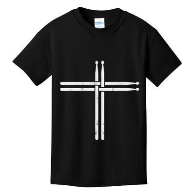 Christian Drum Stick Cross Funny Drummer Kids T-Shirt