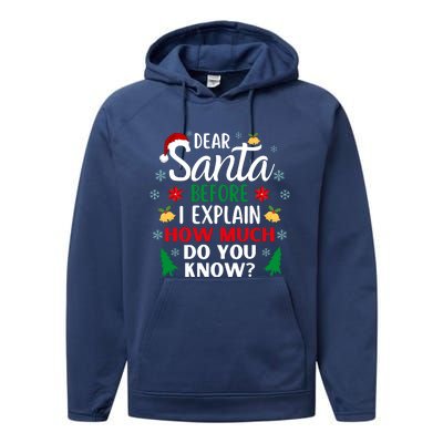 Christmas Dear Santa Before I Explain How Much Do You Know Performance Fleece Hoodie