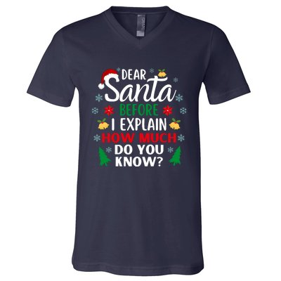 Christmas Dear Santa Before I Explain How Much Do You Know V-Neck T-Shirt