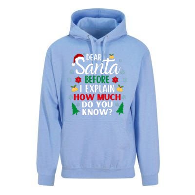 Christmas Dear Santa Before I Explain How Much Do You Know Unisex Surf Hoodie