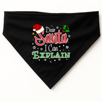 Christmas Dear Santa I Can Explain Funny Santa Claus Joke Gift USA-Made Doggie Bandana