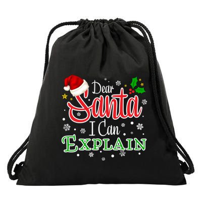 Christmas Dear Santa I Can Explain Funny Santa Claus Joke Gift Drawstring Bag