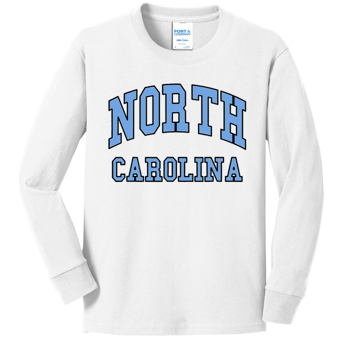 Carolina Design State Of Nc Kids Long Sleeve Shirt