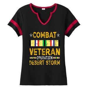 Combat Desert Storm Veteran Persian War Service Ribbon Ladies Halftime Notch Neck Tee