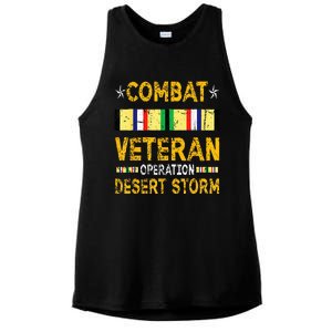 Combat Desert Storm Veteran Persian War Service Ribbon Ladies PosiCharge Tri-Blend Wicking Tank