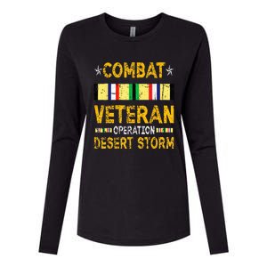 Combat Desert Storm Veteran Persian War Service Ribbon Womens Cotton Relaxed Long Sleeve T-Shirt