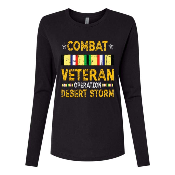 Combat Desert Storm Veteran Persian War Service Ribbon Womens Cotton Relaxed Long Sleeve T-Shirt