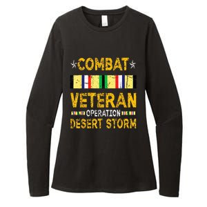 Combat Desert Storm Veteran Persian War Service Ribbon Womens CVC Long Sleeve Shirt