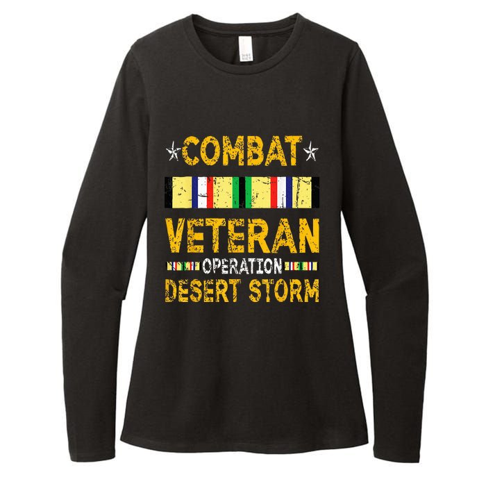 Combat Desert Storm Veteran Persian War Service Ribbon Womens CVC Long Sleeve Shirt