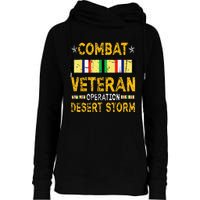 Combat Desert Storm Veteran Persian War Service Ribbon Womens Funnel Neck Pullover Hood