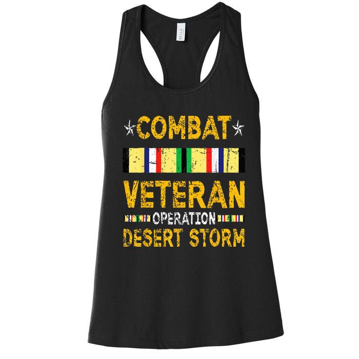 Combat Desert Storm Veteran Persian War Service Ribbon Women's Racerback Tank