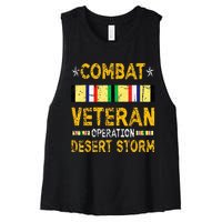 Combat Desert Storm Veteran Persian War Service Ribbon Women's Racerback Cropped Tank