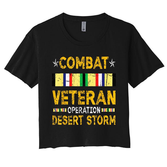 Combat Desert Storm Veteran Persian War Service Ribbon Women's Crop Top Tee