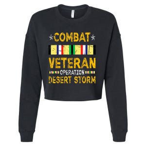 Combat Desert Storm Veteran Persian War Service Ribbon Cropped Pullover Crew