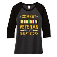 Combat Desert Storm Veteran Persian War Service Ribbon Women's Tri-Blend 3/4-Sleeve Raglan Shirt