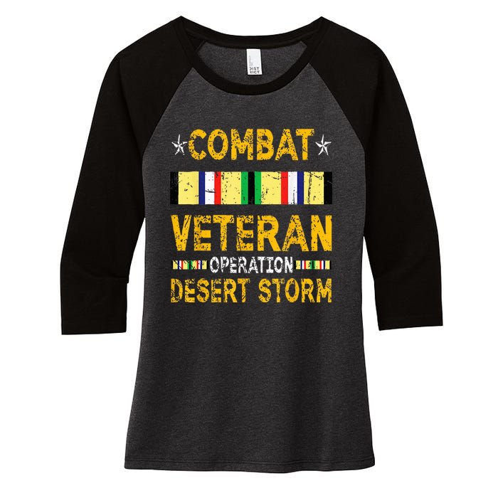 Combat Desert Storm Veteran Persian War Service Ribbon Women's Tri-Blend 3/4-Sleeve Raglan Shirt