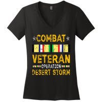 Combat Desert Storm Veteran Persian War Service Ribbon Women's V-Neck T-Shirt