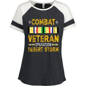 Combat Desert Storm Veteran Persian War Service Ribbon Enza Ladies Jersey Colorblock Tee