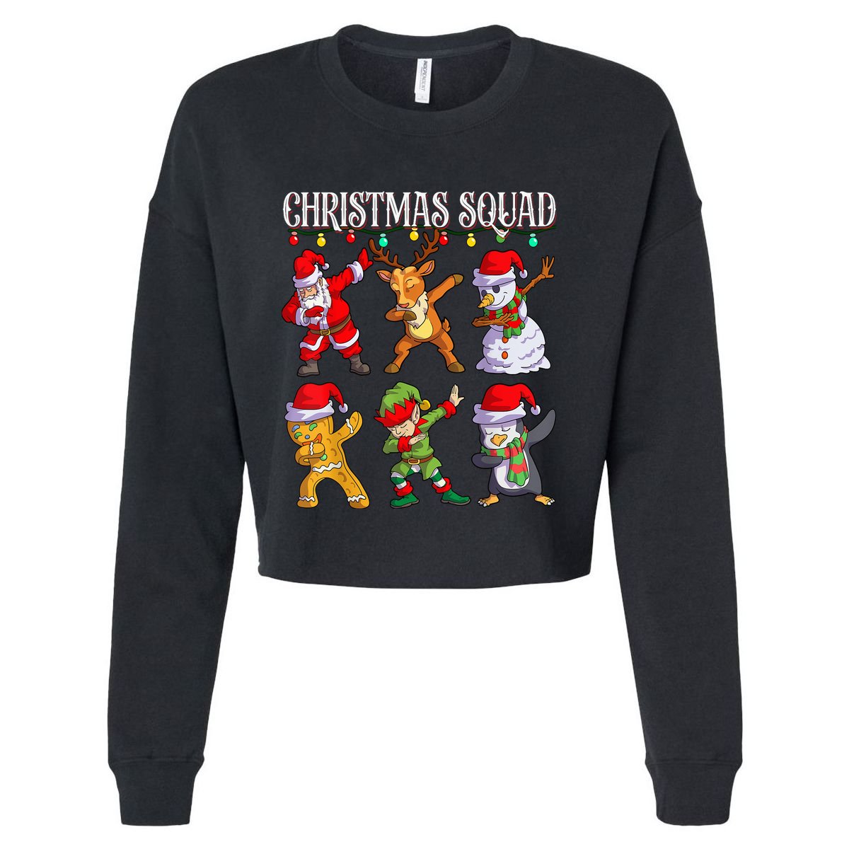 Christmas Dab Santa Friends Matching Family Christmas Squad Cropped Pullover Crew