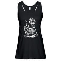 Coffee Drinking Skeleton Lazy DIY Halloween Costume Ladies Essential Flowy Tank