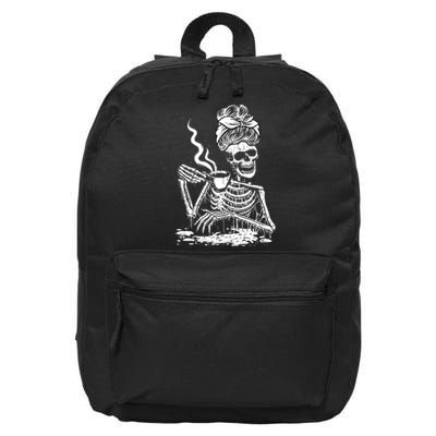 Coffee Drinking Skeleton Lazy DIY Halloween Costume 16 in Basic Backpack