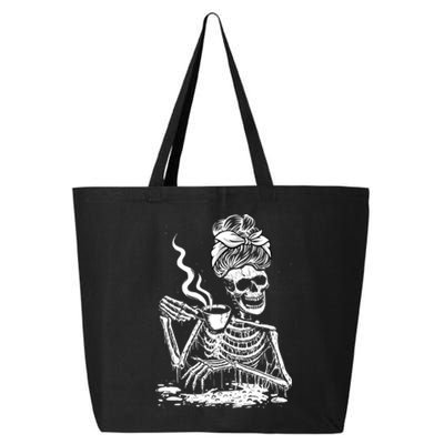 Coffee Drinking Skeleton Lazy DIY Halloween Costume 25L Jumbo Tote