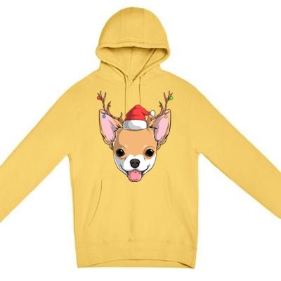 Chihuahua Dog Santa Claus Reindeer Christmas Xmas Holiday Gift Premium Pullover Hoodie