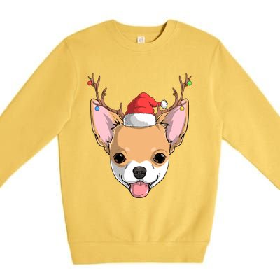 Chihuahua Dog Santa Claus Reindeer Christmas Xmas Holiday Gift Premium Crewneck Sweatshirt