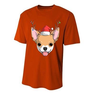 Chihuahua Dog Santa Claus Reindeer Christmas Xmas Holiday Gift Performance Sprint T-Shirt