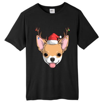 Chihuahua Dog Santa Claus Reindeer Christmas Xmas Holiday Gift Tall Fusion ChromaSoft Performance T-Shirt