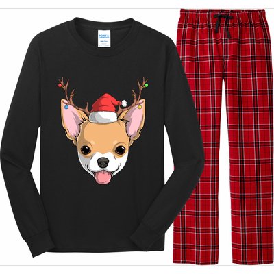 Chihuahua Dog Santa Claus Reindeer Christmas Xmas Holiday Gift Long Sleeve Pajama Set