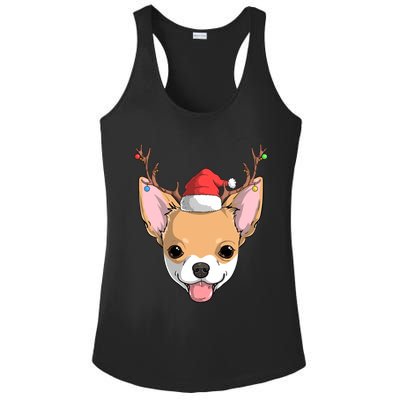 Chihuahua Dog Santa Claus Reindeer Christmas Xmas Holiday Gift Ladies PosiCharge Competitor Racerback Tank