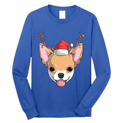 Chihuahua Dog Santa Claus Reindeer Christmas Xmas Holiday Gift Long Sleeve Shirt